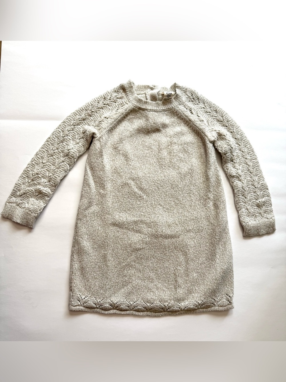 Knit Sweater Dress in cream with gold sparkly strands